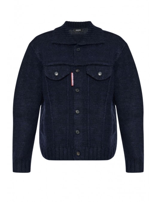 Jacheta DSQUARED2, Navy Blue wool Cardigan - S74HA1538D13143477