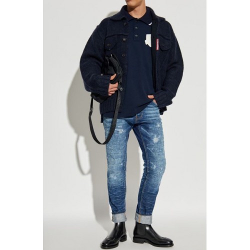 Jacheta DSQUARED2, Navy Blue wool Cardigan