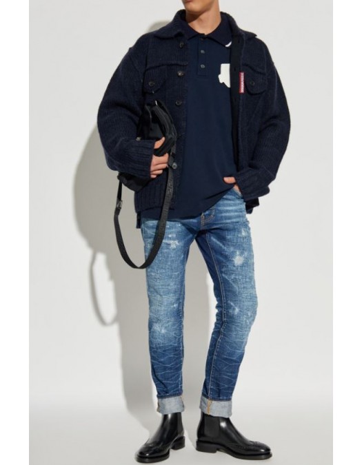 Jacheta DSQUARED2, Navy Blue wool Cardigan - S74HA1538D13143477