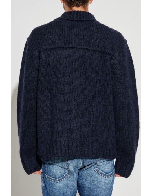 Jacheta DSQUARED2, Navy Blue wool Cardigan - S74HA1538D13143477