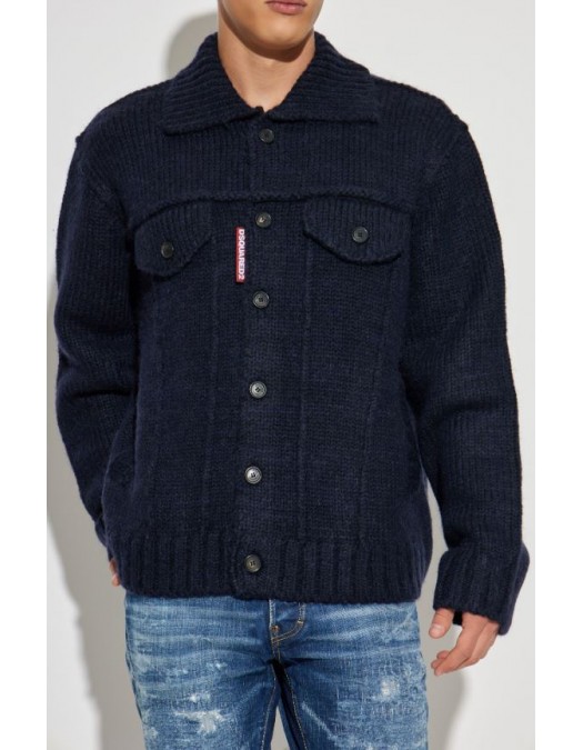 Jacheta DSQUARED2, Navy Blue wool Cardigan - S74HA1538D13143477