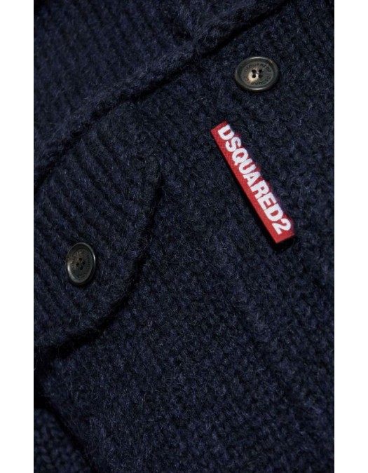 Jacheta DSQUARED2, Navy Blue wool Cardigan - S74HA1538D13143477