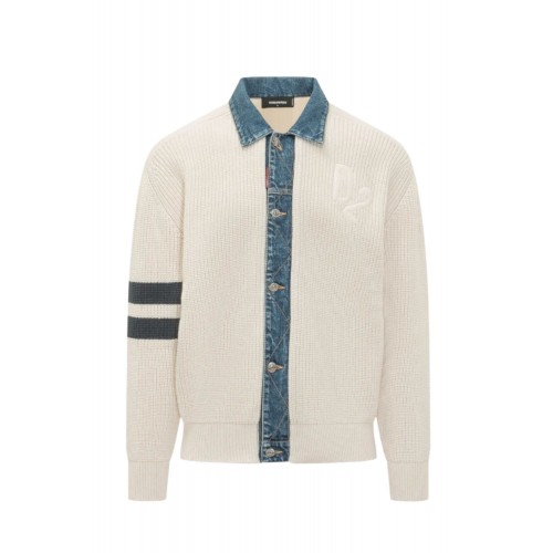 Cardigan DSQUARED2, Duo, Denim, Alb