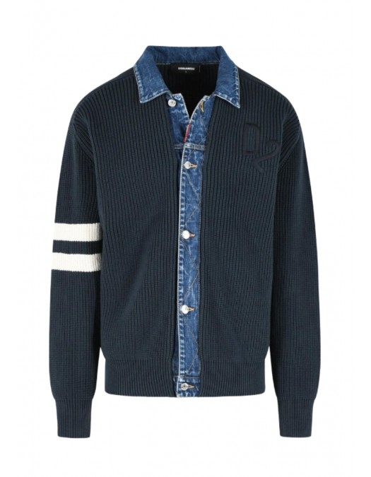 Cardigan DSQUARED2, Duo, Denim, Dark Blue - S74HA1591D13185962