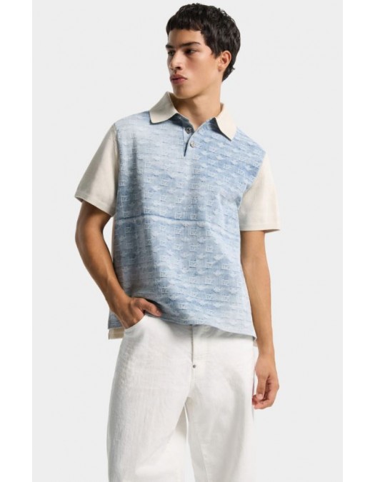 Tricou DSQUARED2, Monogram Knit Polo, Alb - S74HA1607D13193961