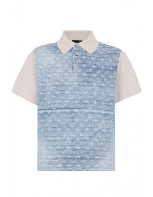 Tricou DSQUARED2, Monogram Knit Polo, Alb - S74HA1607D13193961