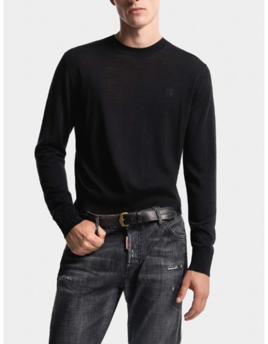 Pulover DSQUARED2, Knit Crewneck, Black - S74HA1626D13205900