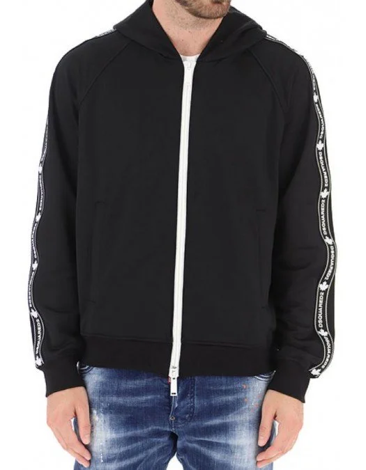 Hanorac DSQUARED2, Fermoar alb, Logo atasat - S74HG0103477 Hanorac DSQUARED2, Fermoar alb, Logo atasat - S74HG0103477