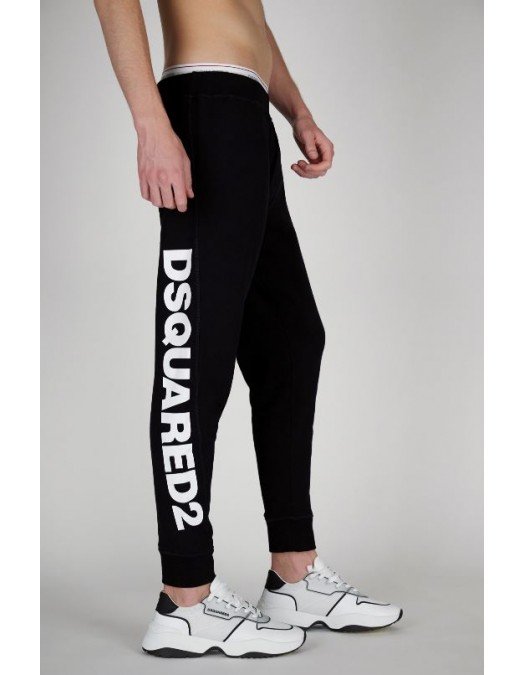 Pantaloni Dsquared2, Black, Imprimeu Alb - S74KB0557S25042900