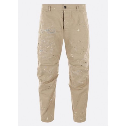 Pantaloni DSQUARED2, Multicolor Stains, Beige