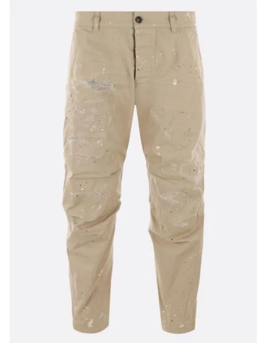Pantaloni DSQUARED2, Multicolor Stains, Beige - S74KB0820S41794111 Pantaloni DSQUARED2, Multicolor Stains, Beige - S74KB0820S41794111