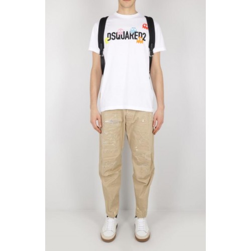 Pantaloni DSQUARED2, Multicolor Stains, Beige