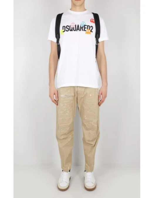 Pantaloni DSQUARED2, Multicolor Stains, Beige - S74KB0820S41794111 Pantaloni DSQUARED2, Multicolor Stains, Beige - S74KB0820S41794111