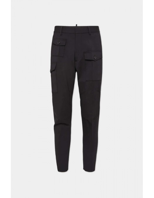 Pantaloni Dsquared2, Chic Urban, Cargo, Wool, Black - S74KB0930S40320900