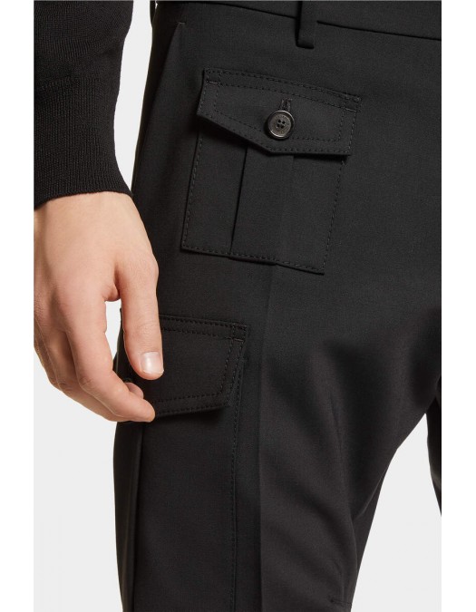 Pantaloni Dsquared2, Chic Urban, Cargo, Wool, Black - S74KB0930S40320900