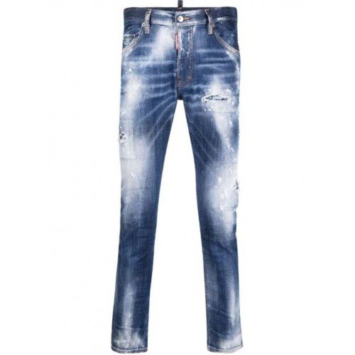BLUGI  DSQUARED2, Mid-rise bleached Skater, Blue
