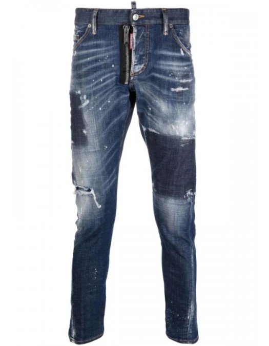 BLUGI  DSQUARED2,  Distressed Skinny Jeans, Blue - S74LB1049S30342470