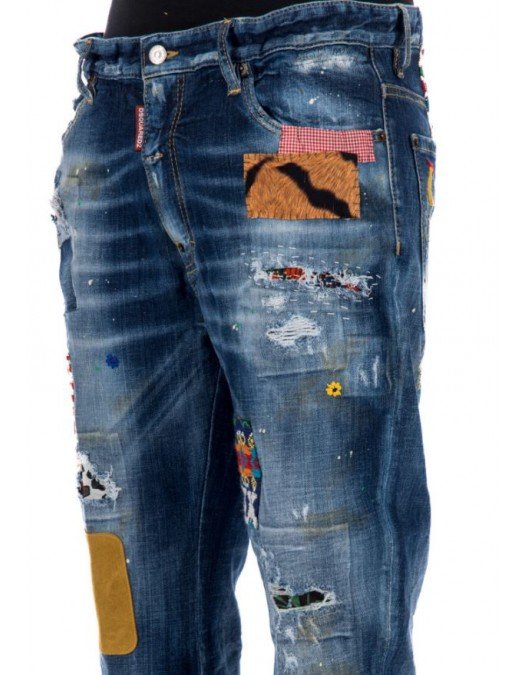Jeans DSQUARED2, Patchwork-design, Blue - S74LB1148S30342470