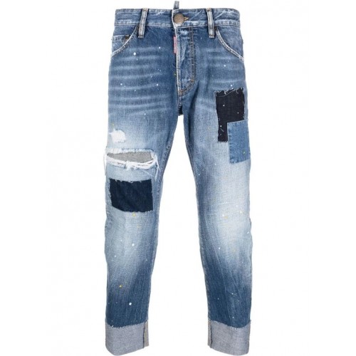 Jeans  DSQUARED2, Bleu Patches, S74LB1351S30309470 Jeans  DSQUARED2, Bleu Patches, S74LB1351S30309470
