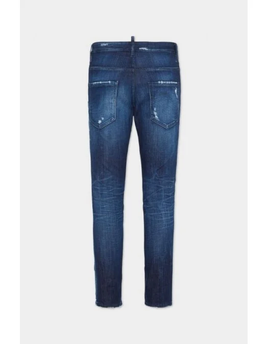 JEANS DSQUARED2, Dark Midnight Blue Wash, Logo piele, Skater Fit - S74LB1721D30010470