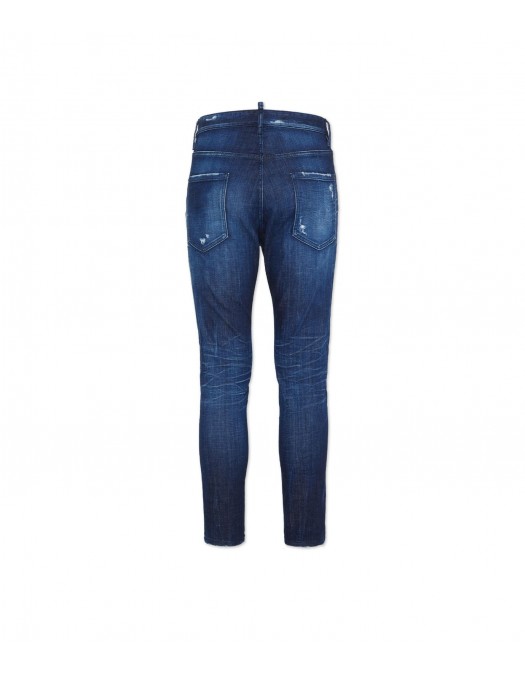 JEANS DSQUARED2, D2 logo Piele, Relax Long Crotch Jean, Bleumarin - S74LB1722D30010470