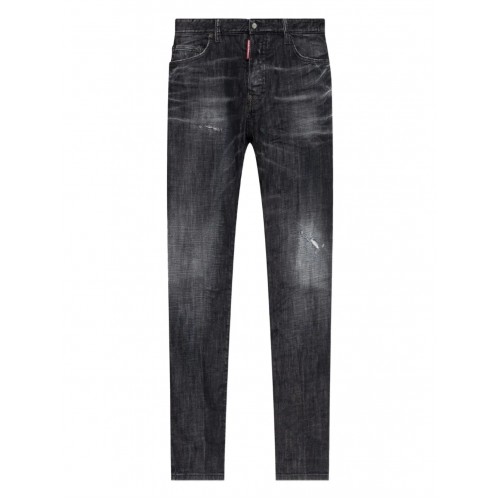 BLUGI DSQUARED2, Slim Fit, Logo Patch, Whiskering Effect, Black BLUGI DSQUARED2, Slim Fit, Logo Patch, Whiskering Effect, Black