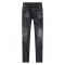 BLUGI DSQUARED2, Slim Fit, Logo Patch, Whiskering Effect, Black