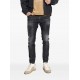 BLUGI DSQUARED2, Slim Fit, Logo Patch, Whiskering Effect, Black - S74LB1726S30357900