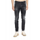 BLUGI DSQUARED2, Slim Fit, Logo Patch, Whiskering Effect, Black - S74LB1726S30357900