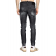 BLUGI DSQUARED2, Slim Fit, Logo Patch, Whiskering Effect, Black - S74LB1726S30357900
