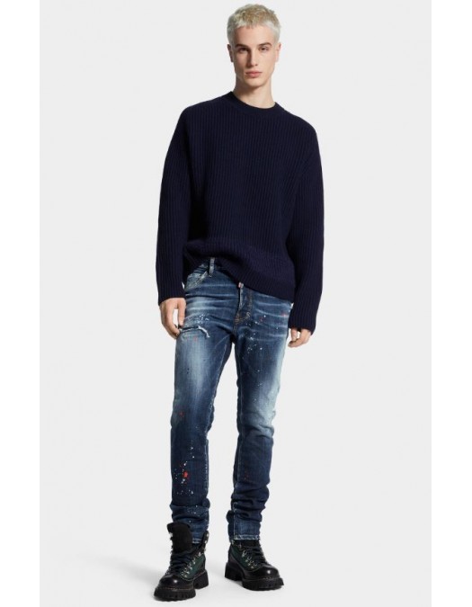 JEANS DSQUARED2, Medium  Easy Red Spot, Cool Guy Fit, Bleumarin - S74LB1732S30664470