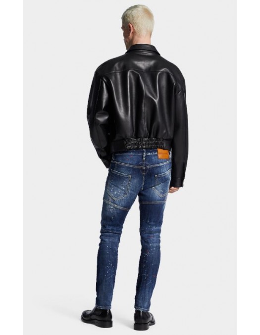 JEANS DSQUARED2, Medium Red Spots Wash, Tedy Biker, Albastru - S74LB1735S30664470