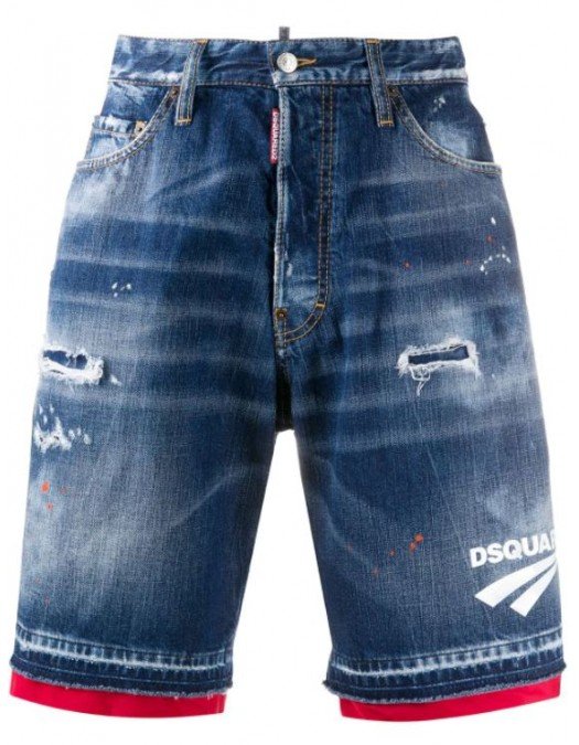 Pantaloni scurti DSQUARED2, Logo atasat, Denim - S74MU0611S30309470