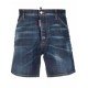Pantaloni scurti DSQUARED2, Blue, Distressed logo-patch - S74MU0682S30342470