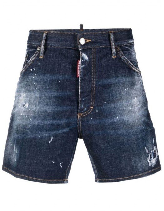 Pantaloni scurti DSQUARED2, Dark RIpped Wash Commando, Bleumarin - S74MU0772S30342470