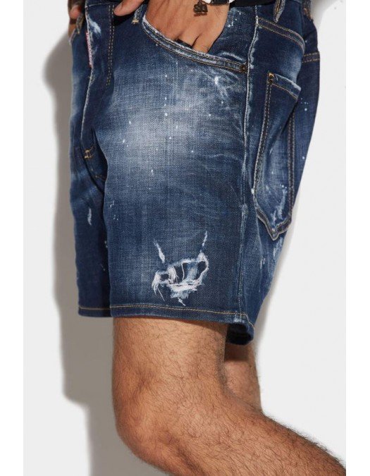 Pantaloni scurti DSQUARED2, Dark RIpped Wash Commando, Bleumarin - S74MU0772S30342470