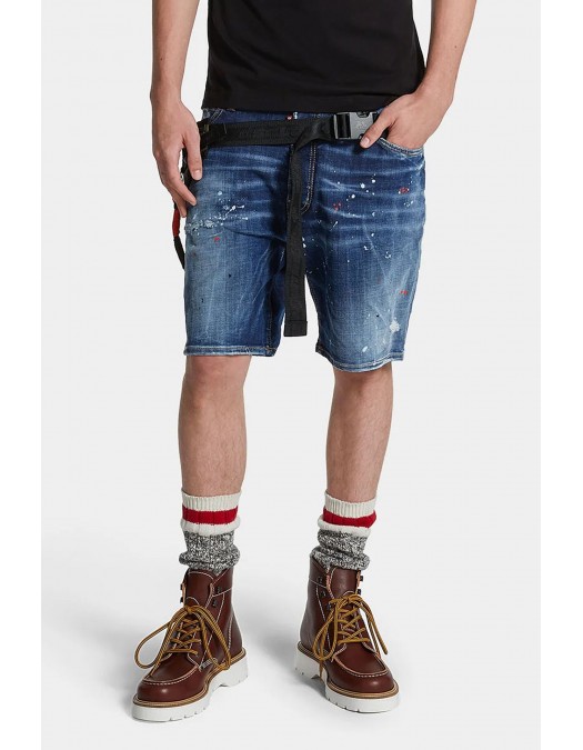 Pantaloni scurti DSQUARED2, Marine Distressed Denim Shorts, Dark Blue - S74MU0884S30664470 Pantaloni scurti DSQUARED2, Marine Distressed Denim Shorts, Dark Blue - S74MU0884S30664470