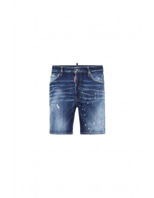 BLUGI SCURTI DSQUARED2, Paint-Splattered, Distressed Denim, Blue Marine - S74MU0914S30664470 BLUGI SCURTI DSQUARED2, Paint-Splattered, Distressed Denim, Blue Marine - S74MU0914S30664470
