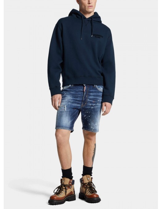 BLUGI SCURTI DSQUARED2, Paint-Splattered, Distressed Denim, Blue Marine - S74MU0914S30664470 BLUGI SCURTI DSQUARED2, Paint-Splattered, Distressed Denim, Blue Marine - S74MU0914S30664470
