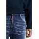 BLUGI SCURTI DSQUARED2, Paint-Splattered, Distressed Denim, Blue Marine - S74MU0914S30664470 BLUGI SCURTI DSQUARED2, Paint-Splattered, Distressed Denim, Blue Marine - S74MU0914S30664470