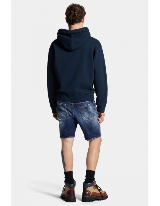 BLUGI SCURTI DSQUARED2, Paint-Splattered, Distressed Denim, Blue Marine - S74MU0914S30664470 BLUGI SCURTI DSQUARED2, Paint-Splattered, Distressed Denim, Blue Marine - S74MU0914S30664470