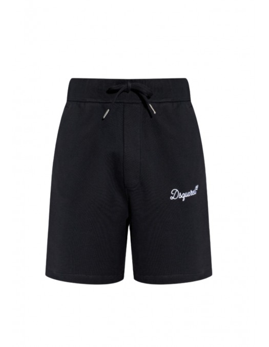 Bermude DSQUARED2, SCHWARZ Baumwollshorts mit gesticktem Logo - S74MU0969D25029900