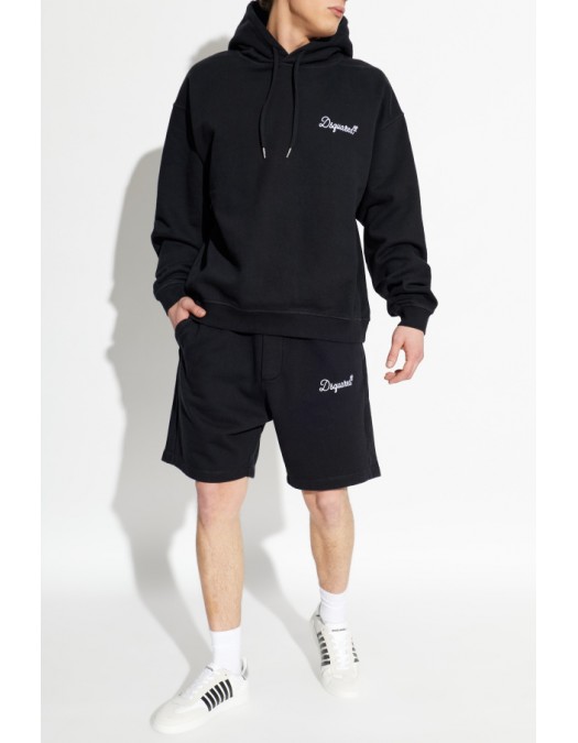 Bermude DSQUARED2, SCHWARZ Baumwollshorts mit gesticktem Logo - S74MU0969D25029900