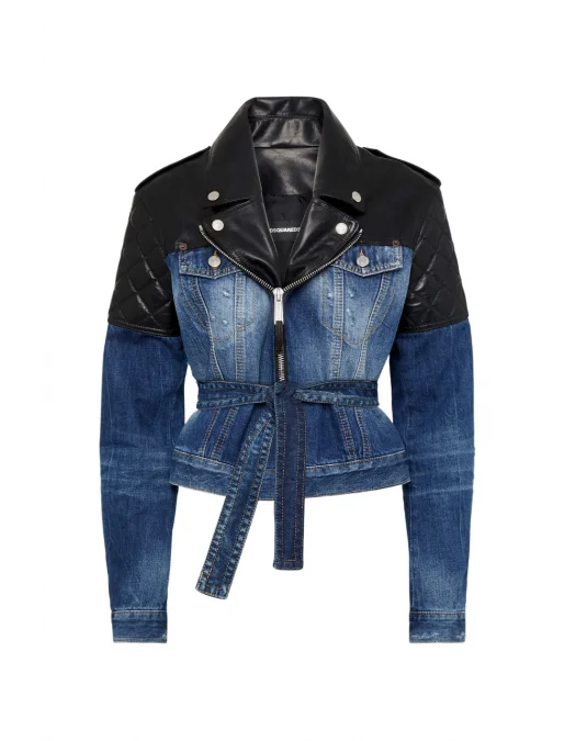 Geaca DSQUARED2, Butch Denim Hybrid Jean, Black, Blue - S75AM1106S30309470 Geaca DSQUARED2, Butch Denim Hybrid Jean, Black, Blue - S75AM1106S30309470