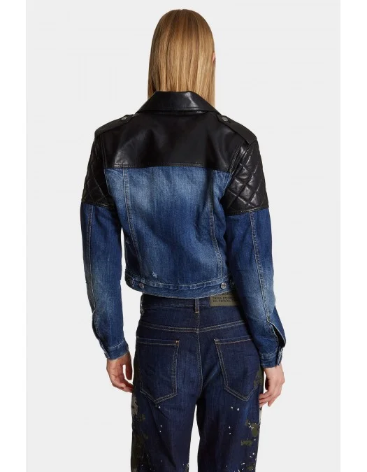 Geaca DSQUARED2, Butch Denim Hybrid Jean, Black, Blue - S75AM1106S30309470 Geaca DSQUARED2, Butch Denim Hybrid Jean, Black, Blue - S75AM1106S30309470