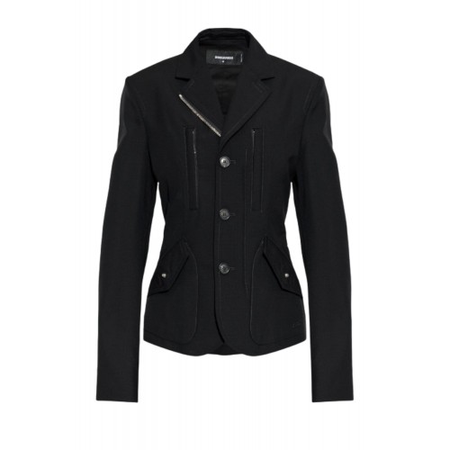 Jacheta DSQUARED2, BLACK Blazer with multiple pockets