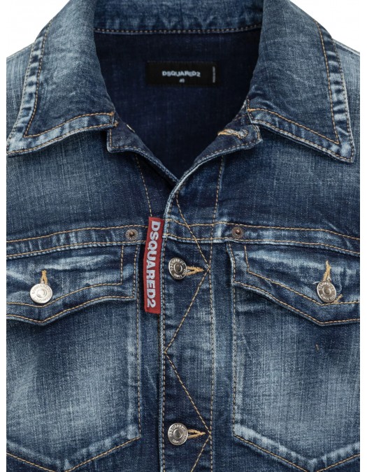 Geaca DSQUARED2, Belt Detail, Denim, Blue - S75DL0906S30664470