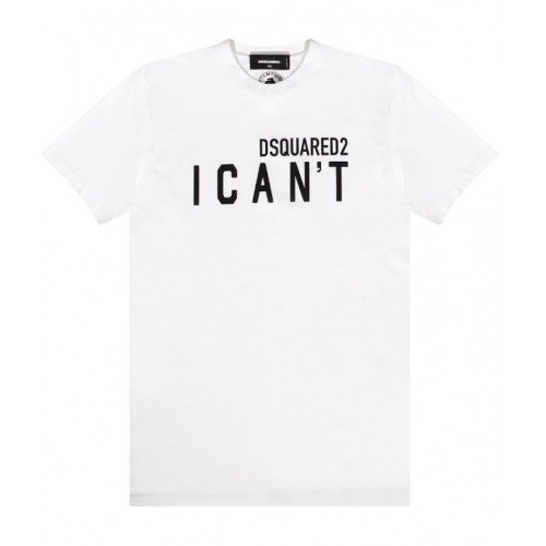 Tricou Dsquared2, Print I CAN'T frontal, Alb