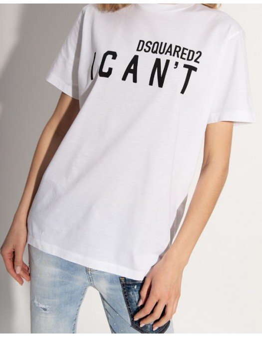 Tricou Dsquared2, Print I CAN'T frontal, Alb - S75GD0213S23009100