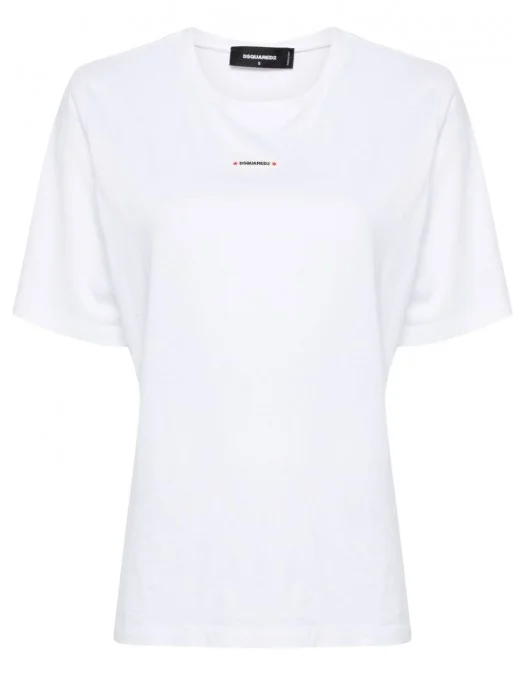 Tricou DSQUARED2, Small Front Logo, Red Details, White - S75GD0424S24668100 Tricou DSQUARED2, Small Front Logo, Red Details, White - S75GD0424S24668100